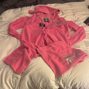 VS Pink I love parties Y2K Velour Tracksuit  s top / xs bottom